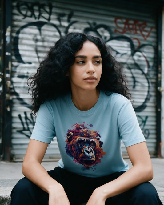 Aqua Kong T-Shirt in Light Blue worn on the street — Urban Kong