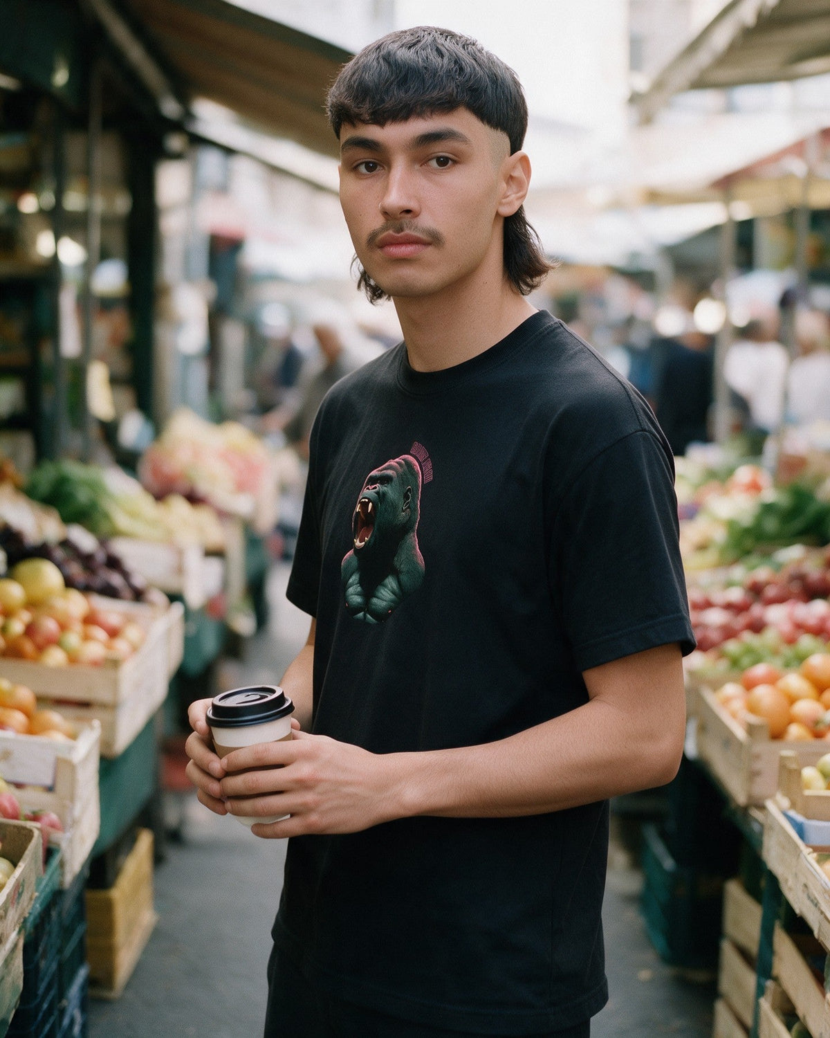 Black Kong T-shirt in Black worn on the street — Urban Kong
