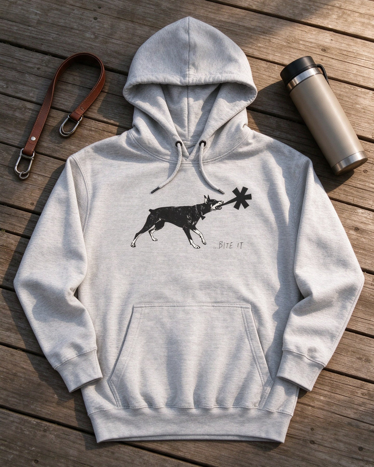 Dober Bite Hoodie flat lay — Urban Kong
