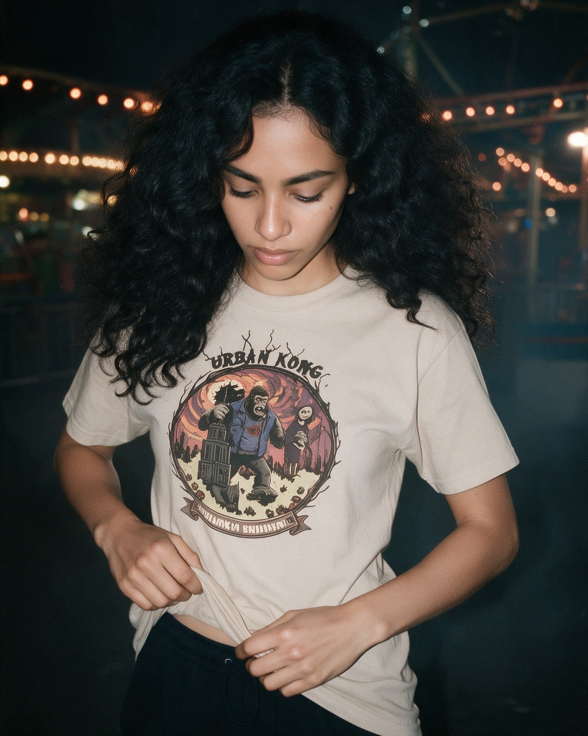 King Kong T-shirt in Sand worn on the street — Urban Kong