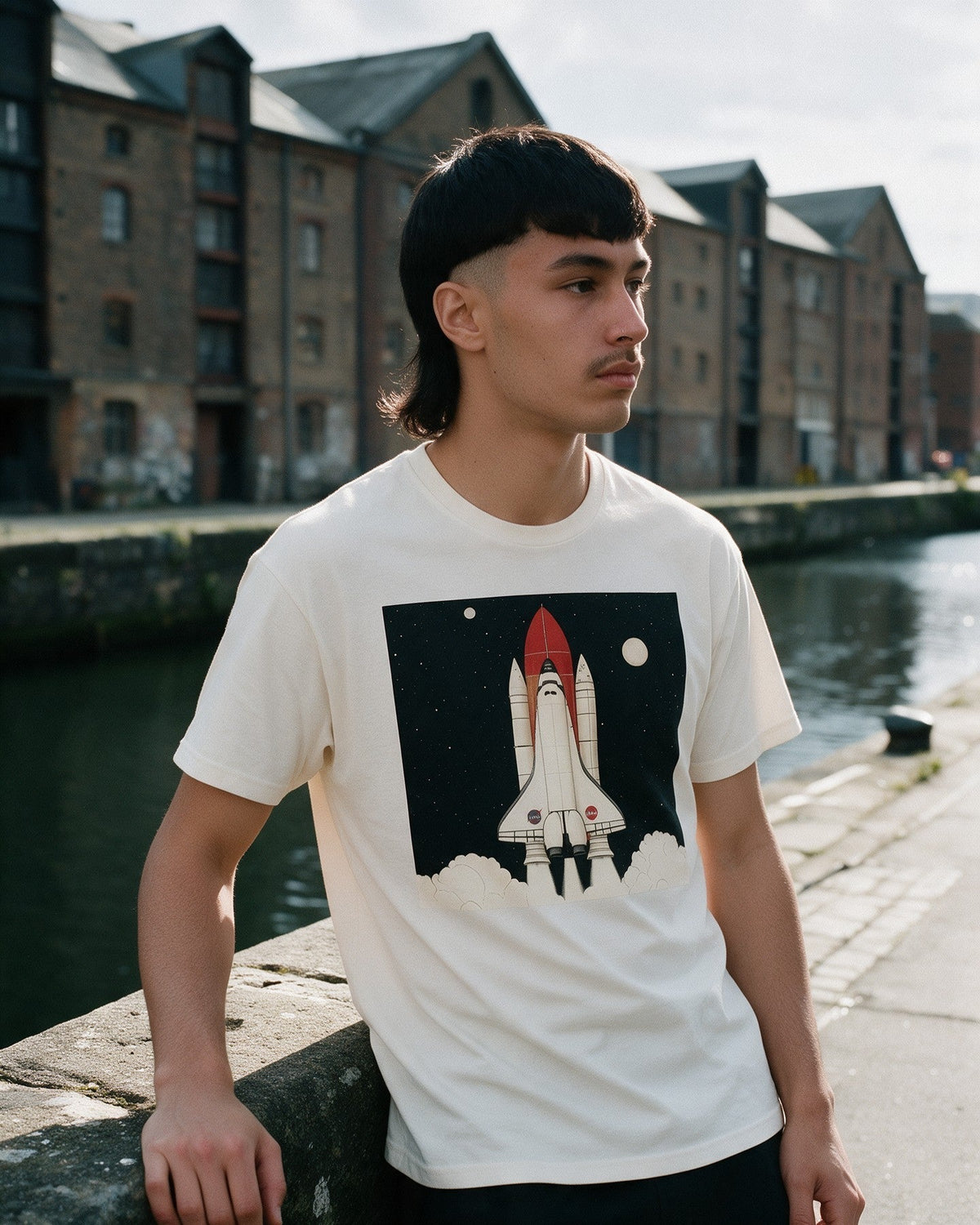 Liftoff T-Shirt in Natural worn on the street — Urban Kong