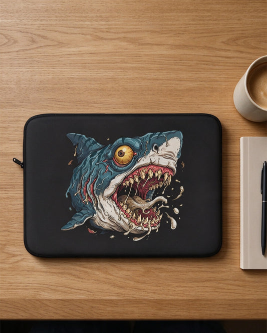 Psycho Shark Laptop Sleeve still life — Urban Kong