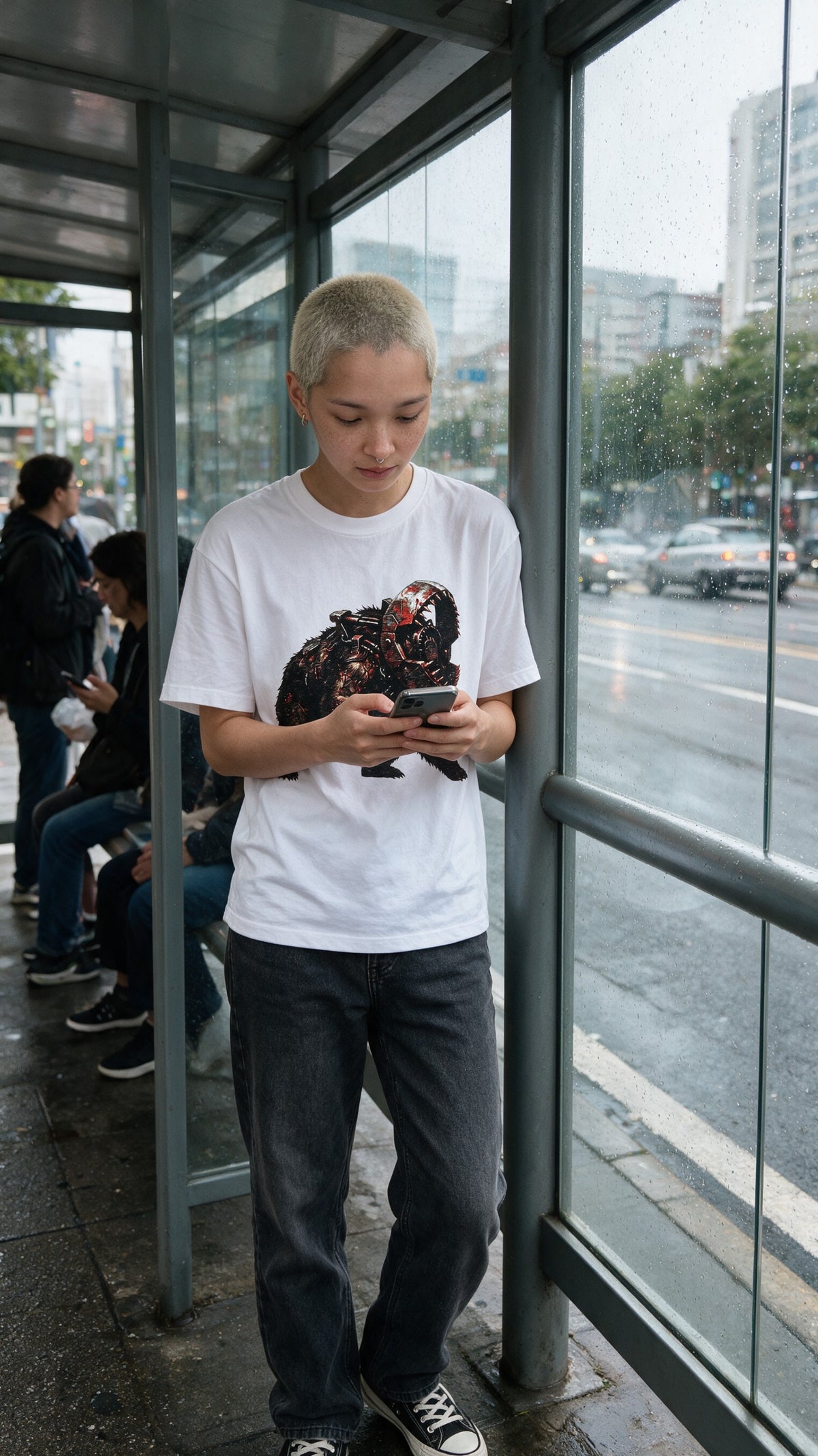 Horror Bear T-Shirt worn on the street — Urban Kong