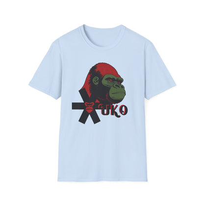 Light blue t-shirt with a graphic of a gorilla and 'UKO' text on a white background