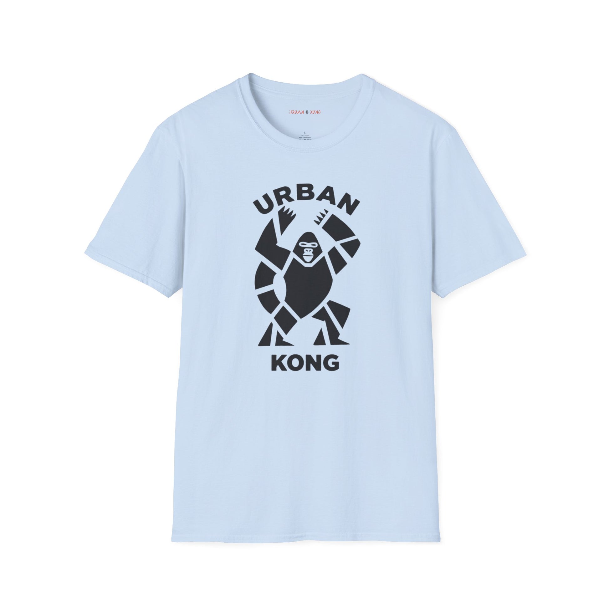 Light blue streetwear t-shirt featuring a stylised graphic of a roaring gorilla in black 'URBAN' text above his head and  'KONG' below.
