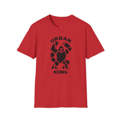 Red streetwear t-shirt featuring a stylised graphic of a roaring gorilla in black 'URBAN' text above his head and  'KONG' below.