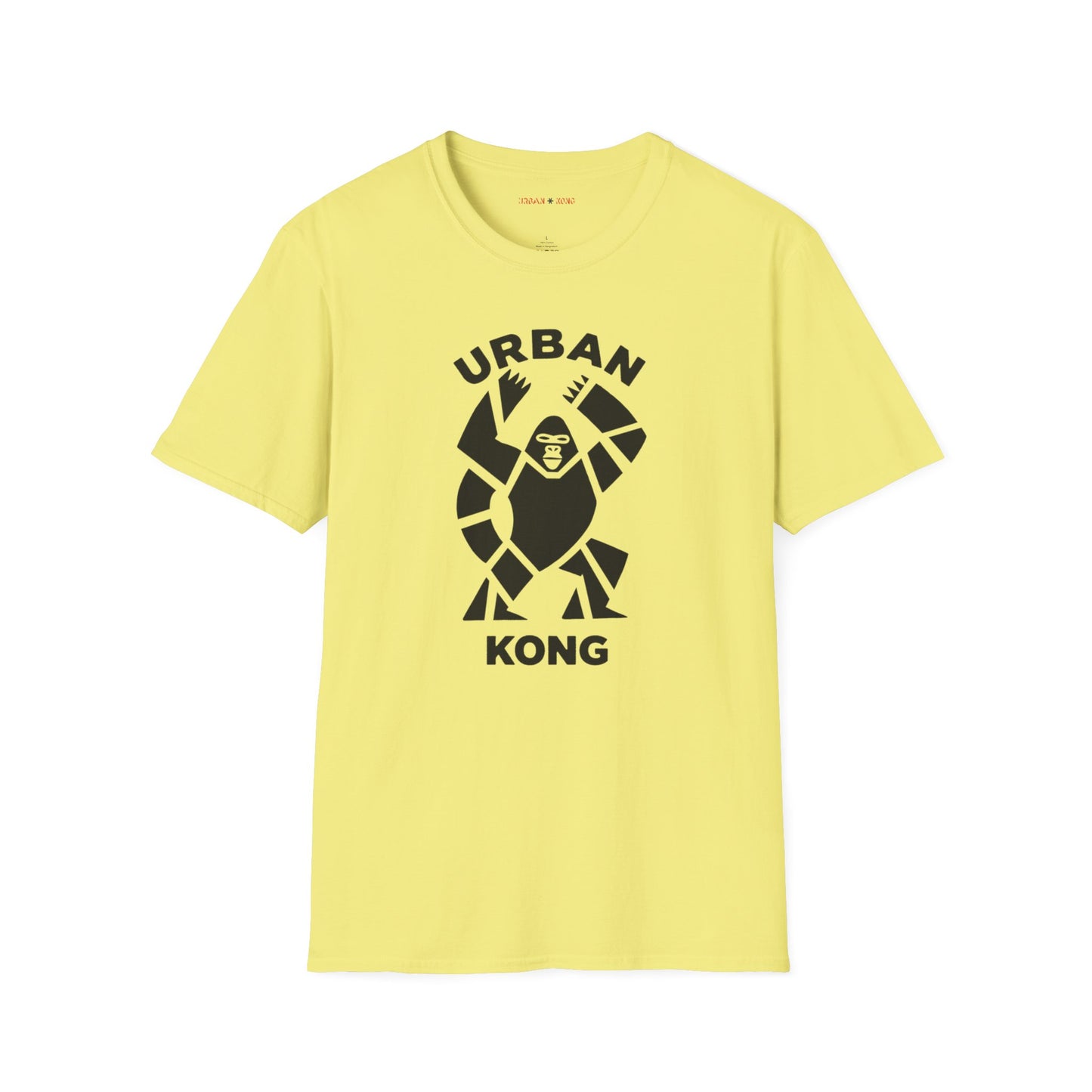 Yellow streetwear t-shirt featuring a stylised graphic of a roaring gorilla in black 'URBAN' text above his head and  'KONG' below.