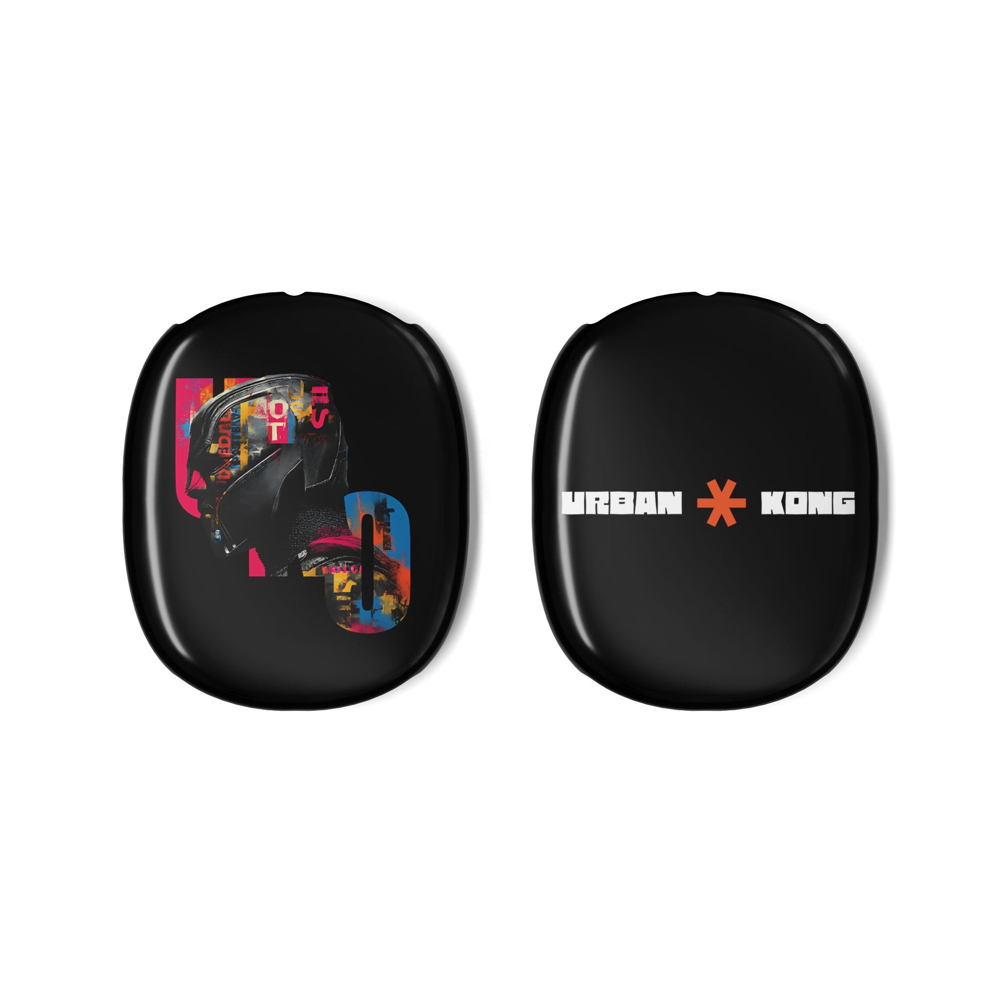 Black protective gear with colorful design on one side and 'Urban Kong' branding on the other, on a white background.