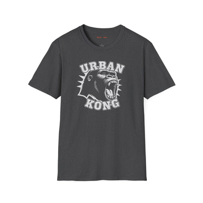 Grey streetwear t-shirt with a white  graphic of a roaring gorilla and 'URBAN KONG' text.