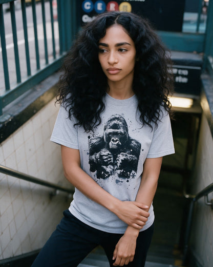 Alpha Ape T-Shirt in Sport Grey worn on the street — Urban Kong