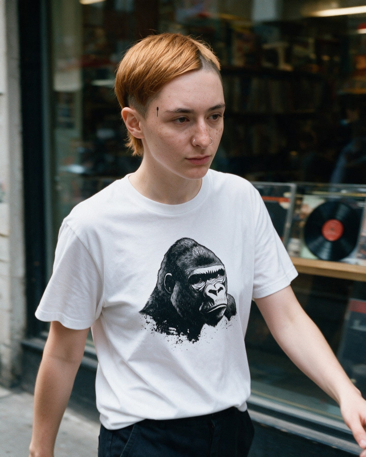 Alpha Look T-Shirt worn on the street — Urban Kong
