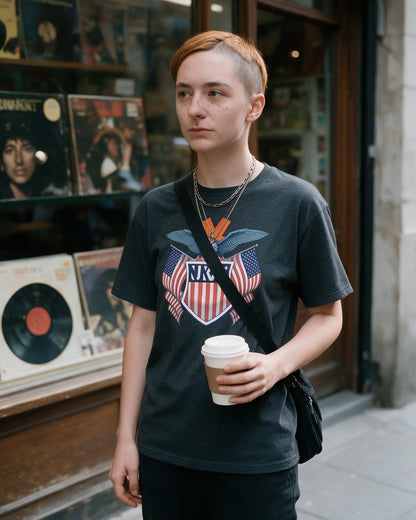 American Kong T-Shirt in Dark Heather worn on the street — Urban Kong