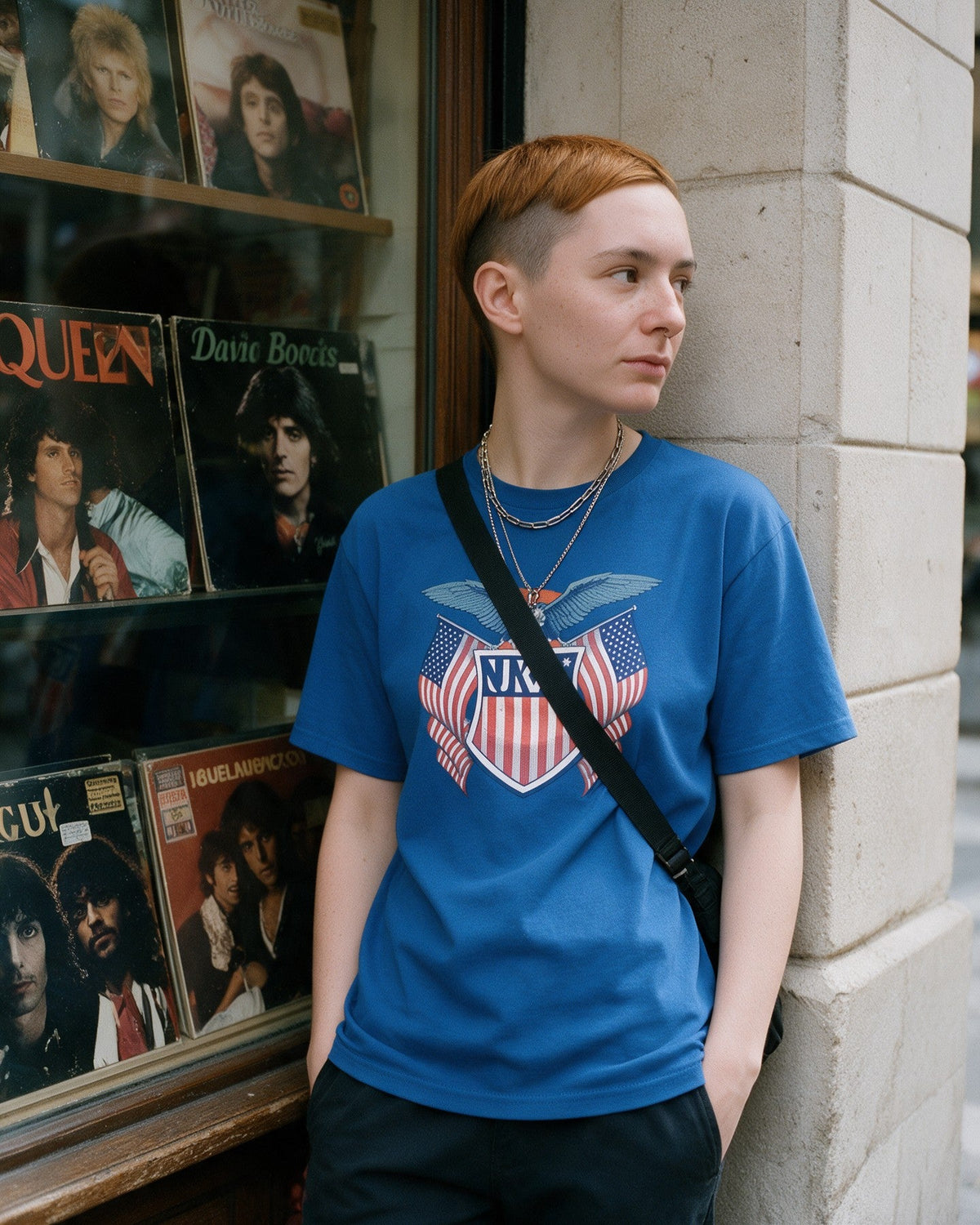 American Kong T-Shirt in Royal worn on the street — Urban Kong