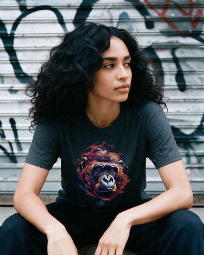 Aqua Kong T-Shirt in Dark Heather worn on the street — Urban Kong