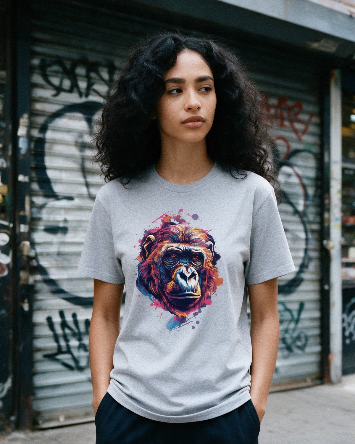 Aqua Kong T-Shirt in Sport Grey worn on the street — Urban Kong