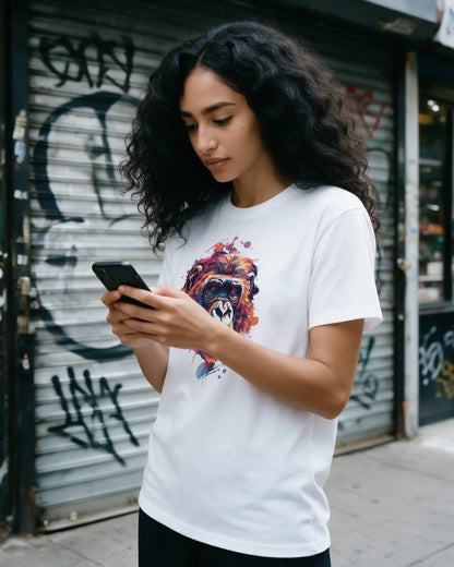 Aqua Kong T-Shirt in White worn on the street — Urban Kong