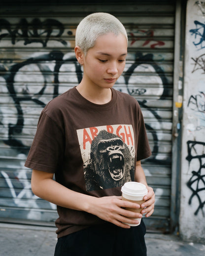 Arrgh Kong T-Shirt in Dark Chocolate worn on the street — Urban Kong