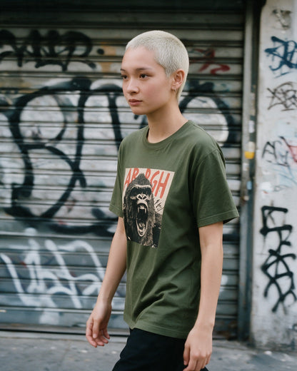 Arrgh Kong T-Shirt in Military Green worn on the street — Urban Kong