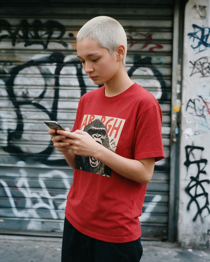 Arrgh Kong T-Shirt in Red worn on the street — Urban Kong