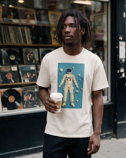 Back to Gravity T-Shirt in Sand worn on the street — Urban Kong