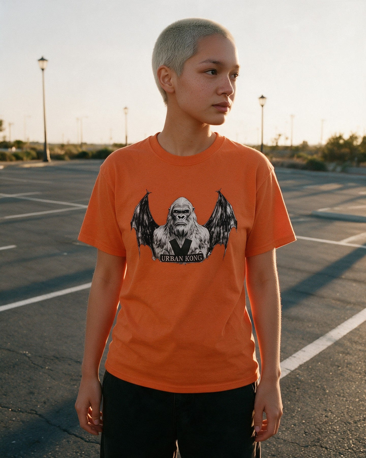 Bat Kong T-Shirt in Orange worn on the street — Urban Kong