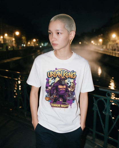 Black Urban Kong T-Shirt in White worn on the street — Urban Kong