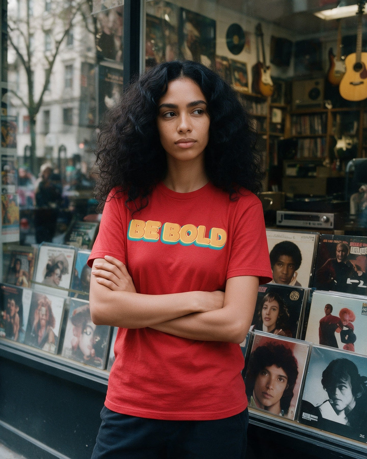Bold Statement T-Shirt in Red worn on the street — Urban Kong