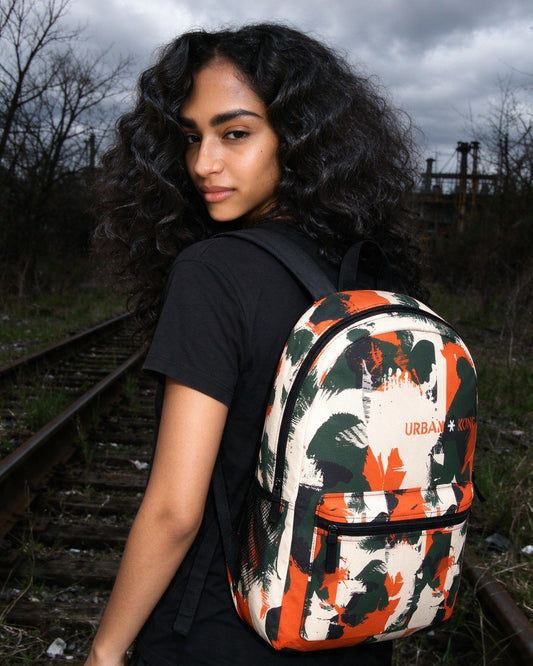 Camo Backpack worn on the street — Urban Kong