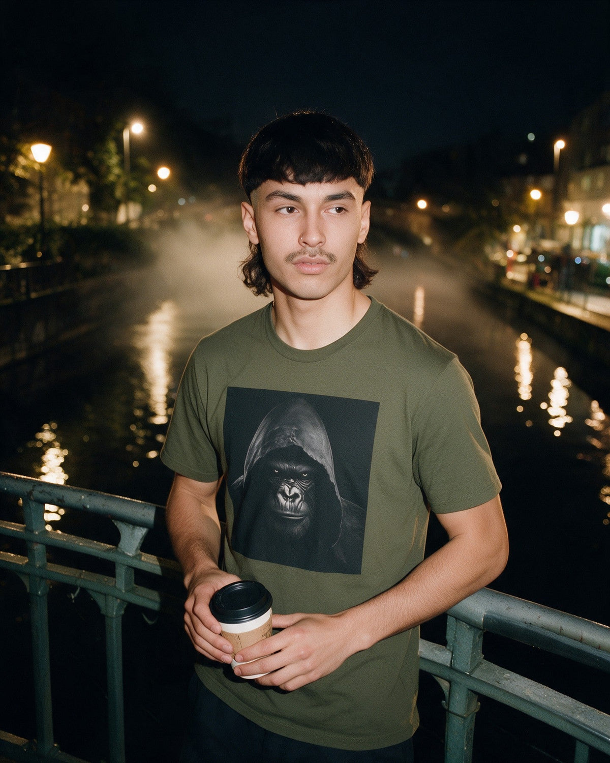 Channel the Force T-Shirt in Military Green worn on the street — Urban Kong