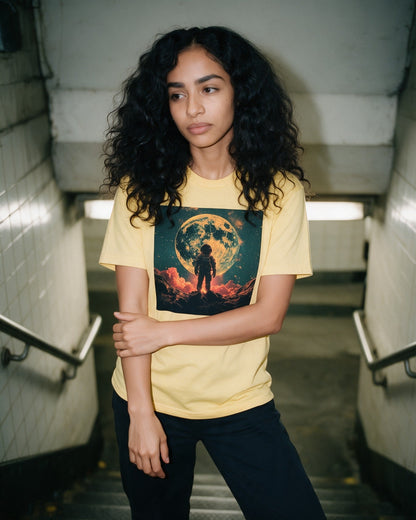 Cosmic Jungle T-Shirt in Daisy worn on the street — Urban Kong