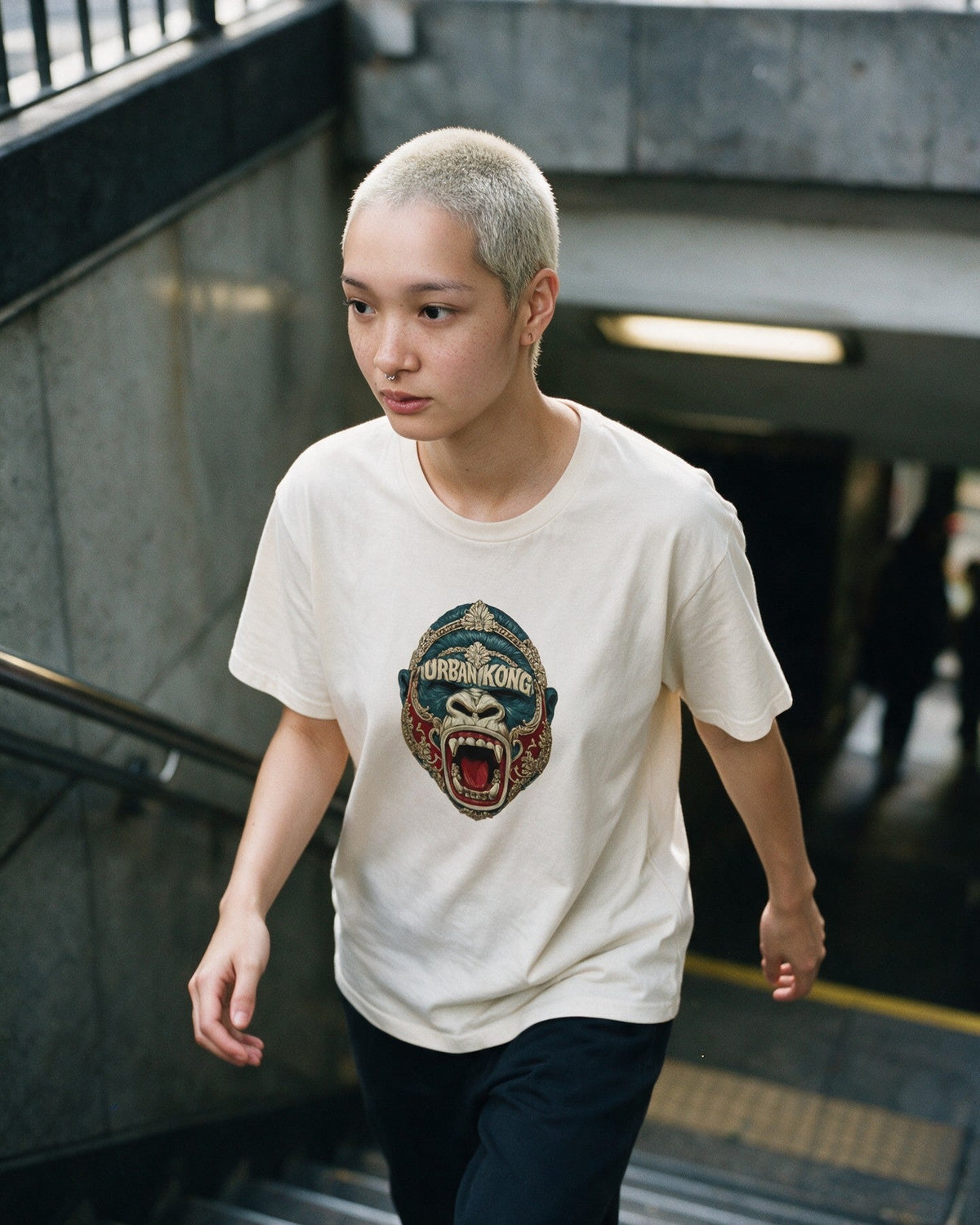 Roccocò Mask T-Shirt worn on the street — Urban Kong