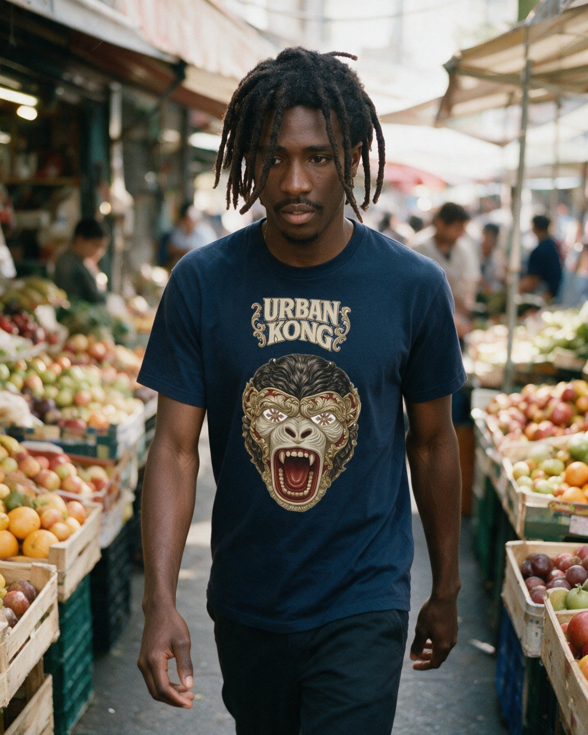 Baroque mask T-Shirt worn on the street — Urban Kong