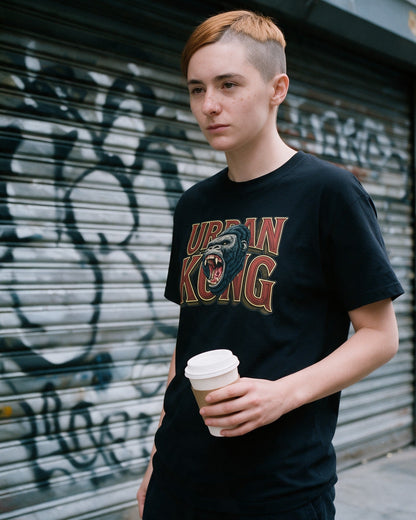 Urban Kong T-Shirt in Black worn on the street — Urban Kong