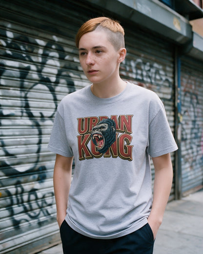Urban Kong T-Shirt in Sport Grey worn on the street — Urban Kong