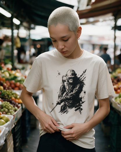 Primal Defender T-Shirt in Sand worn on the street — Urban Kong