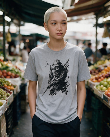 Primal Defender T-Shirt in Sport Grey worn on the street — Urban Kong