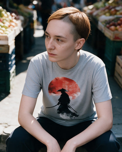 Crimson Warrior T-Shirt in Ice Grey worn on the street — Urban Kong