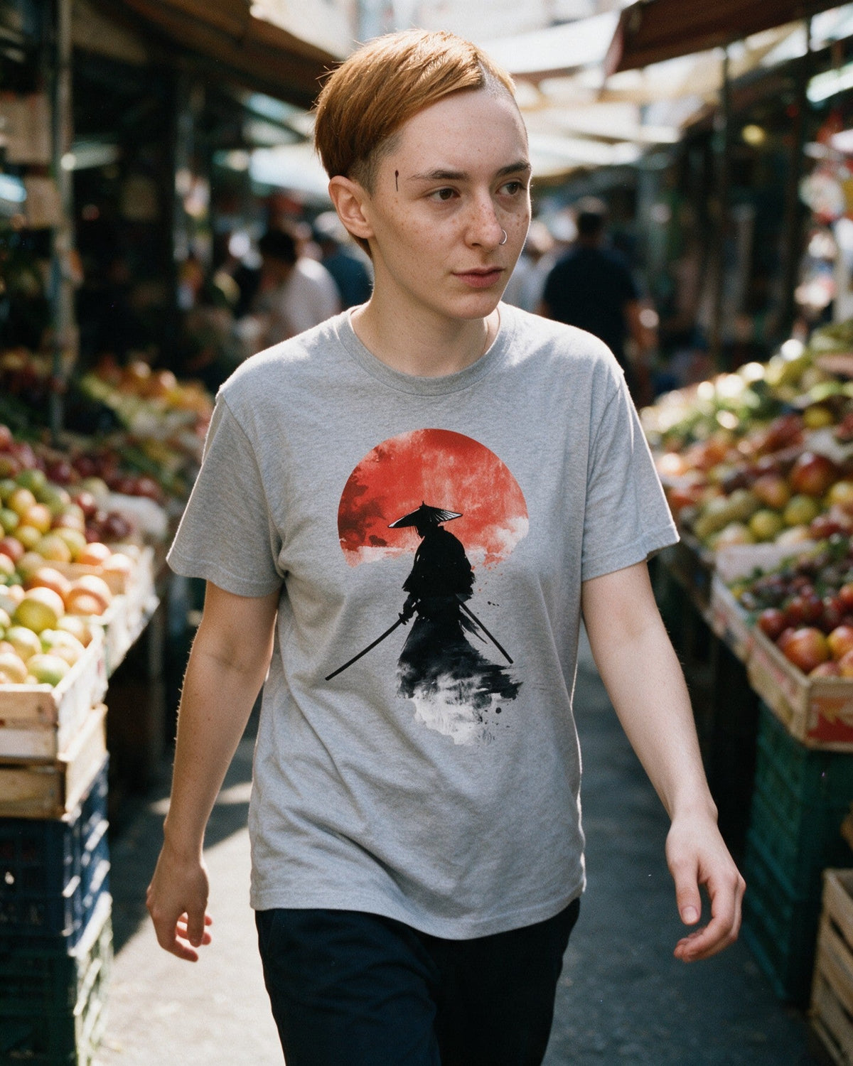 Crimson Warrior T-Shirt worn on the street — Urban Kong