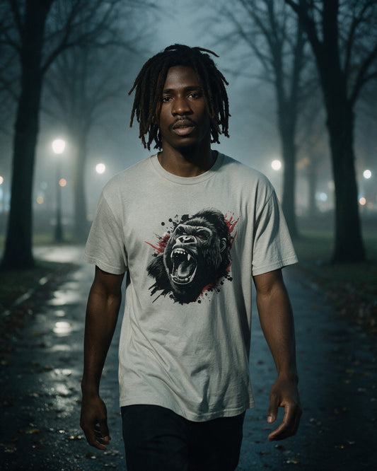 Dark Primal Instinct T-Shirt worn on the street — Urban Kong