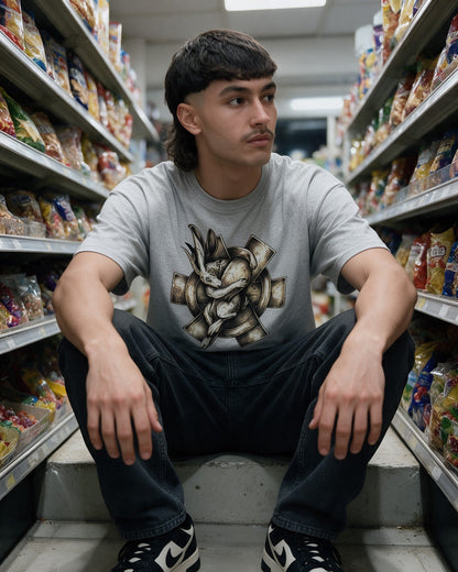 Dead Weight T-Shirt in Sport Grey worn on the street — Urban Kong