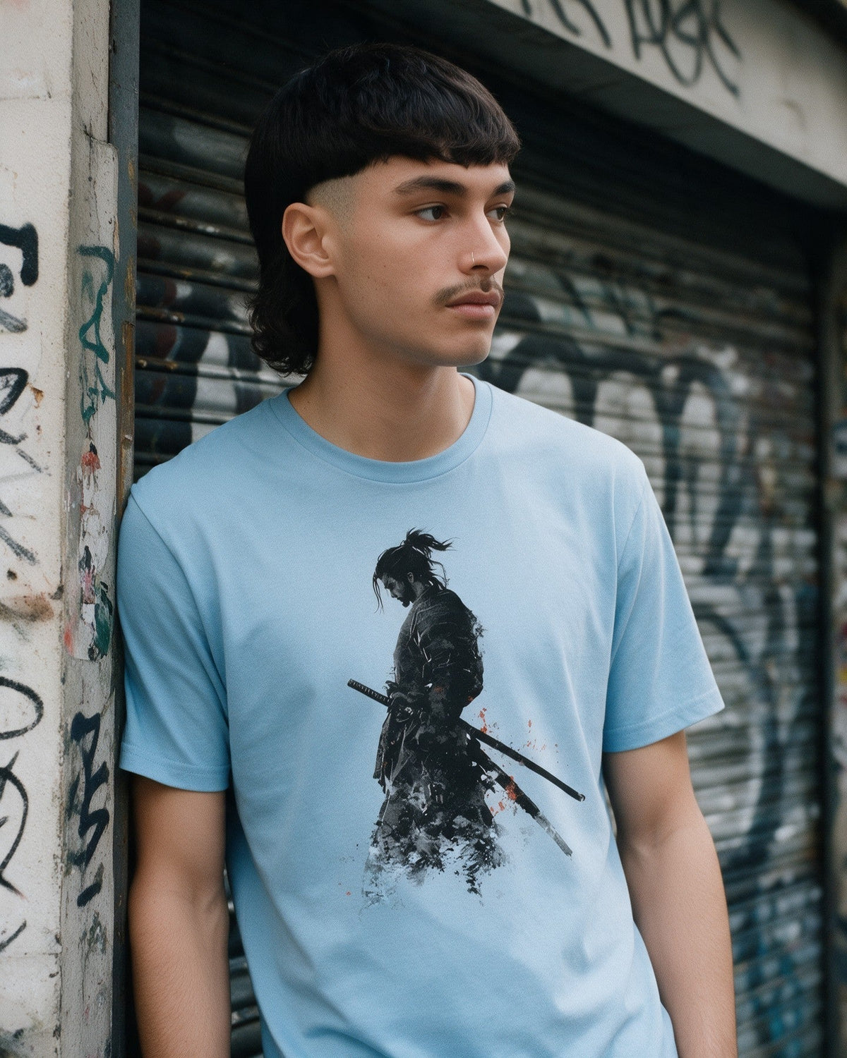 Dharma T-Shirt in Light Blue worn on the street — Urban Kong
