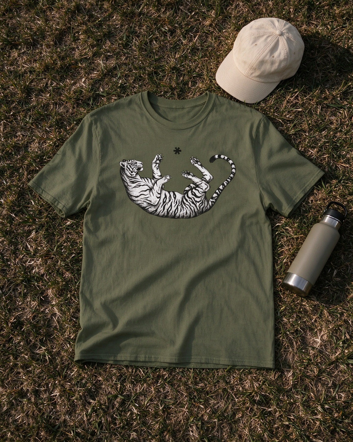 Falling Tiger T-Shirt flat lay — Urban Kong