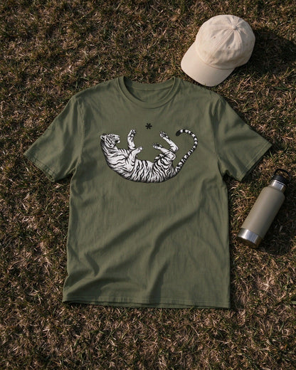 Falling Tiger T-Shirt flat lay — Urban Kong
