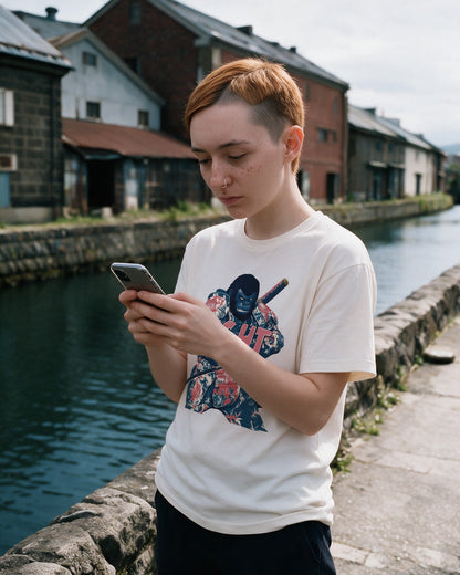 Fight Stance T-Shirt in Natural worn on the street — Urban Kong