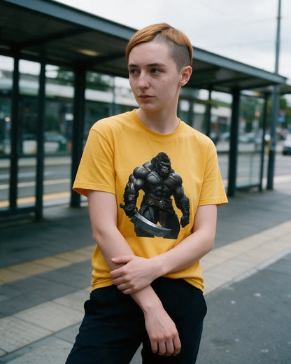 Fjord Fury T-Shirt in Gold worn on the street — Urban Kong