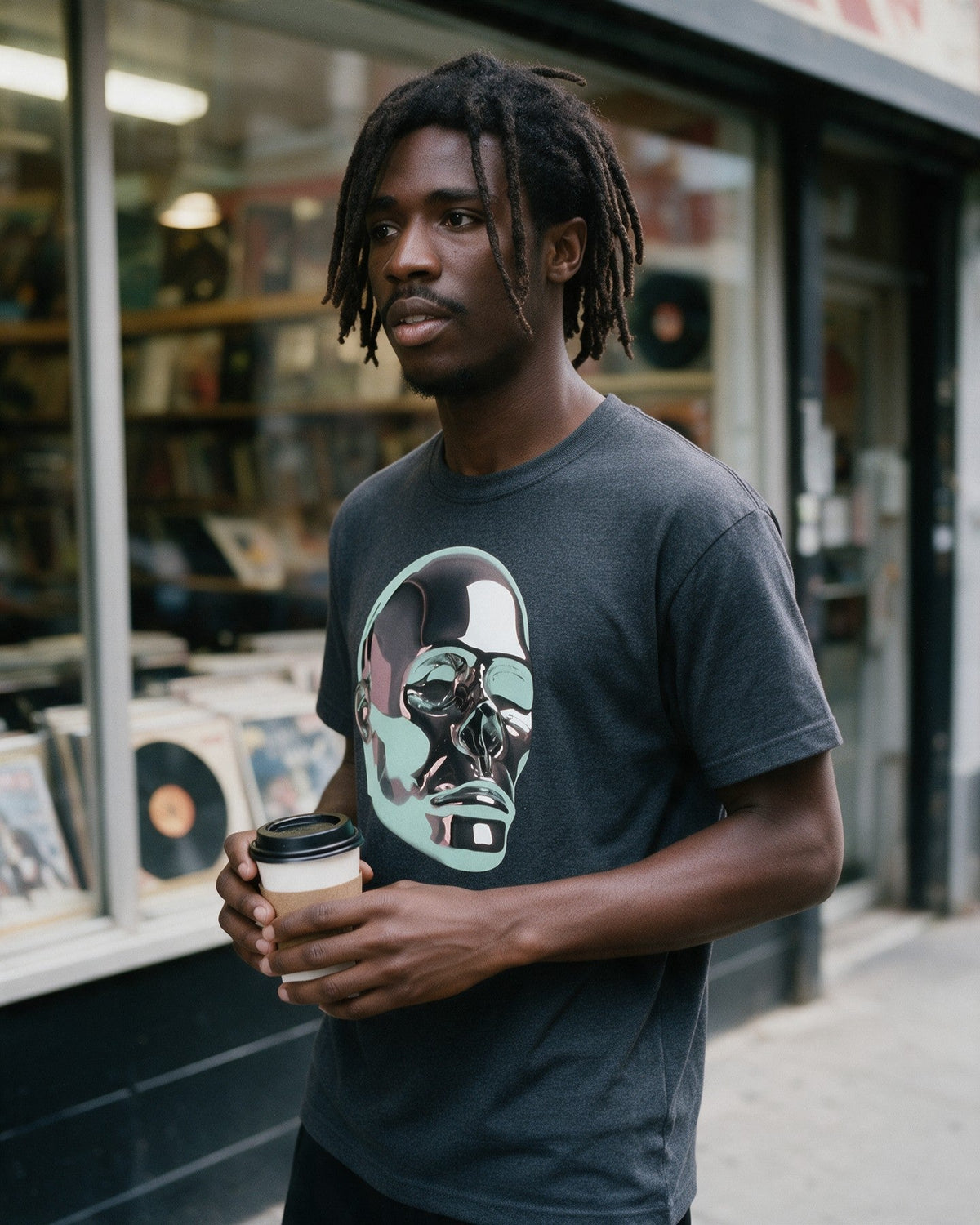 Forged for Glory T-Shirt in Dark Heather worn on the street — Urban Kong