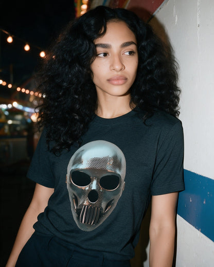 Forged in Shadows T-Shirt in Dark Heather worn on the street — Urban Kong