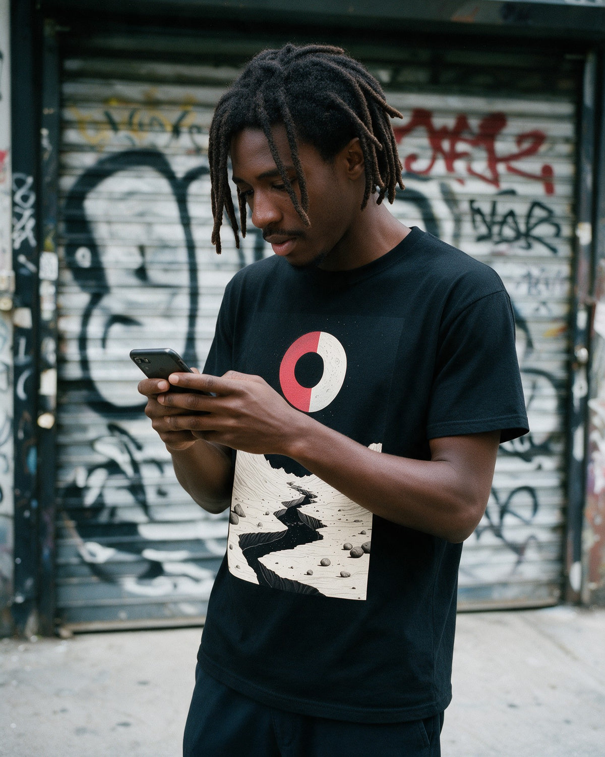 Gamer Planet T-Shirt in Black worn on the street — Urban Kong
