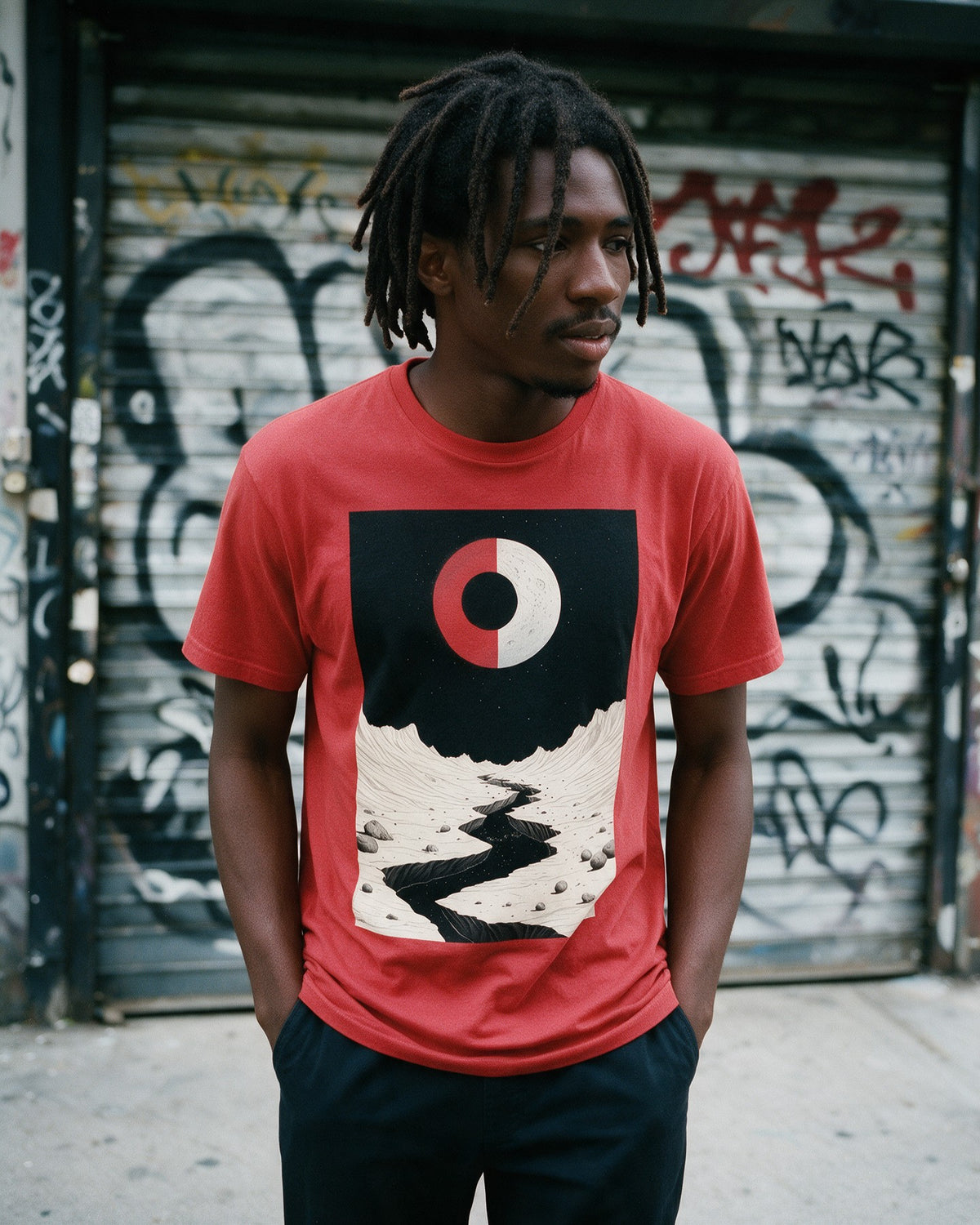 Gamer Planet T-Shirt in Red worn on the street — Urban Kong