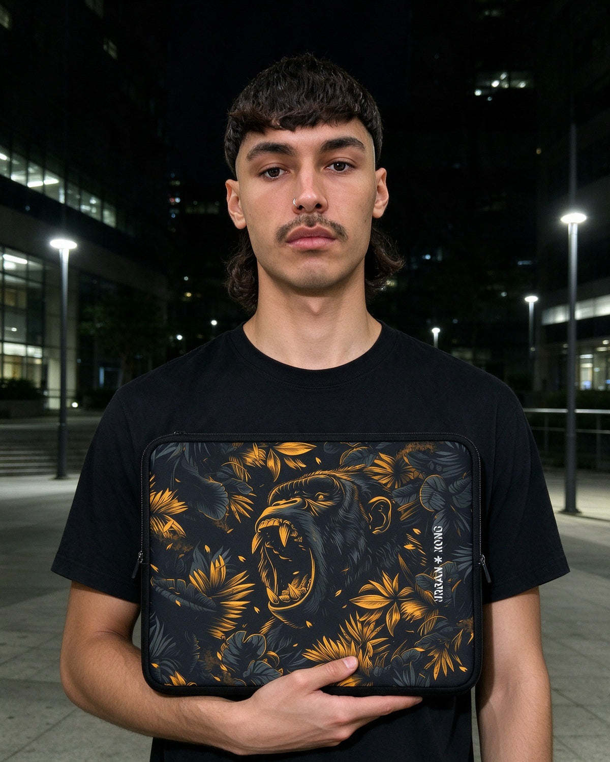 Gorilla Grip Laptop Sleeve worn on the street — Urban Kong